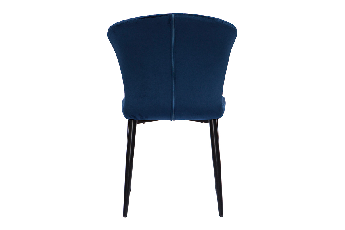 Chaises design en tissu velours bleu et m�tal noir (lot de 2) KAYEL