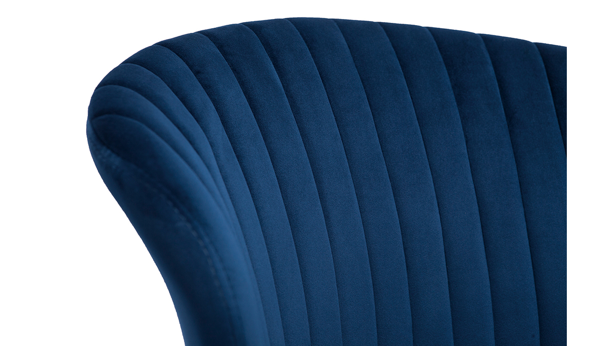 Chaises design en tissu velours bleu et mtal noir (lot de 2) KAYEL