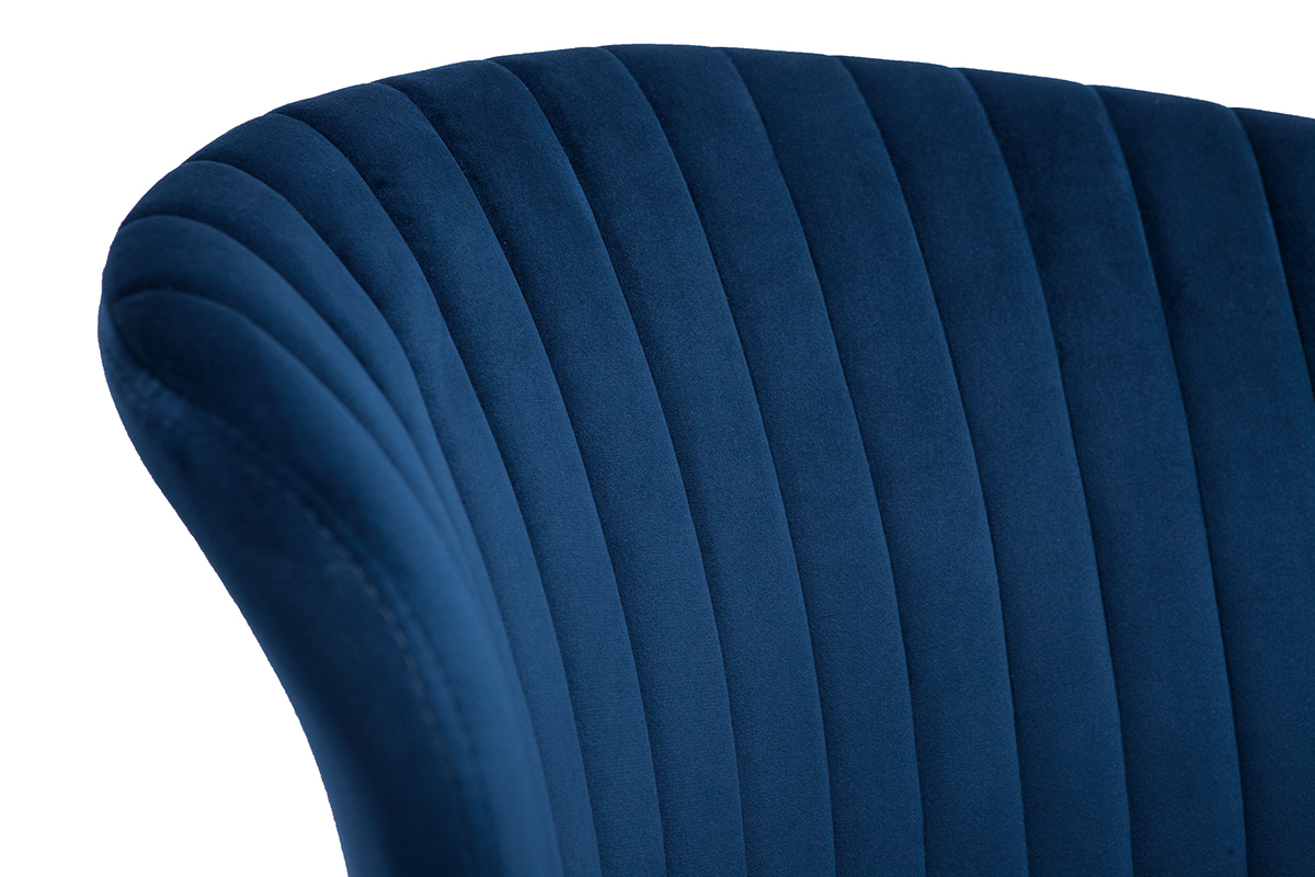 Chaises design en tissu velours bleu et m�tal noir (lot de 2) KAYEL