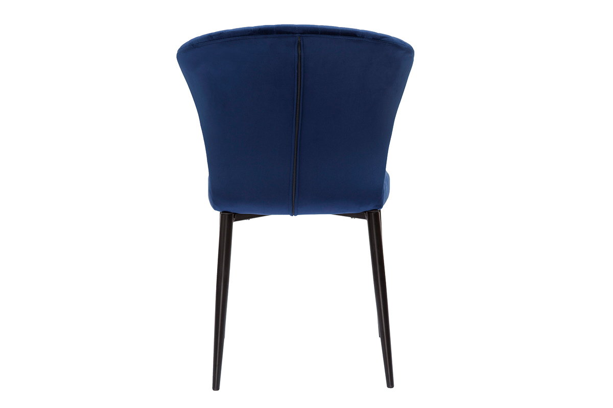 Chaises design en tissu velours bleu et mtal noir (lot de 2) KAYEL