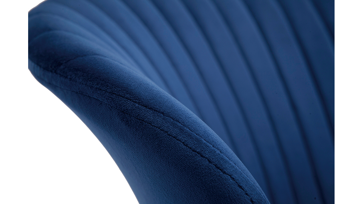 Chaises design en tissu velours bleu et métal noir (lot de 2) KAYEL