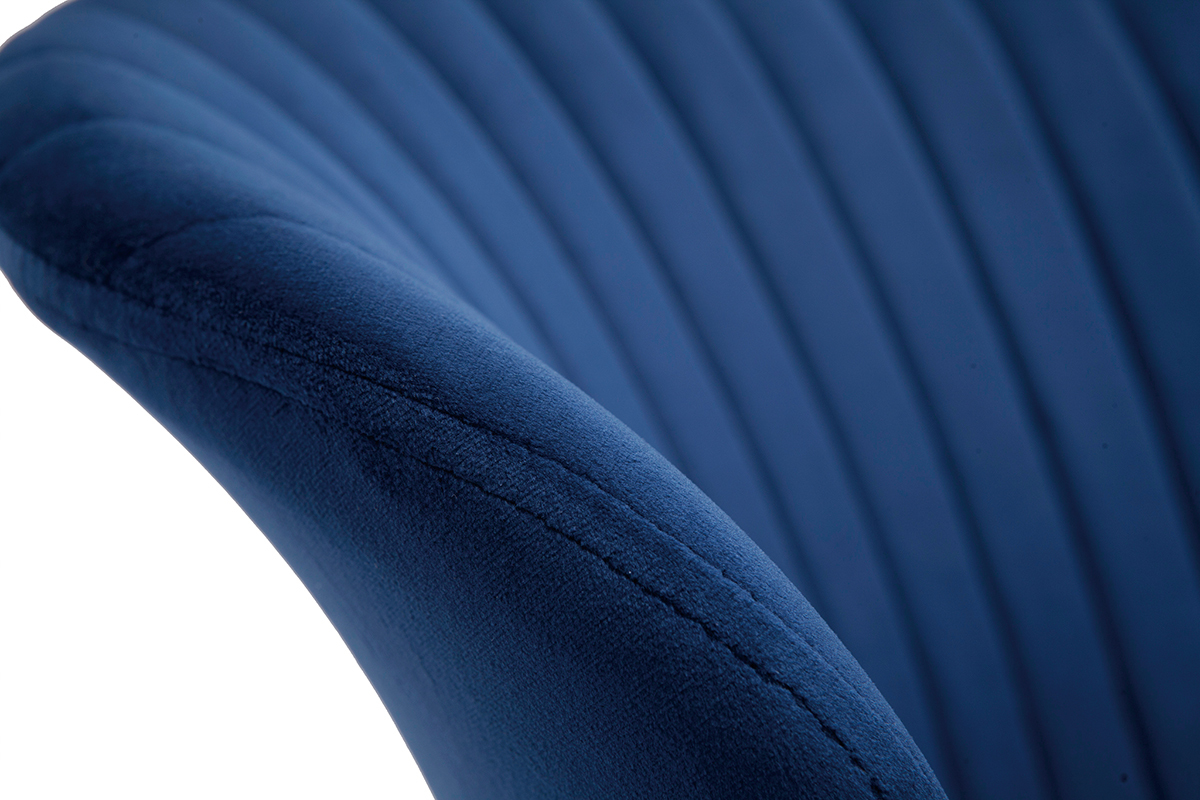 Chaises design en tissu velours bleu et mtal noir (lot de 2) KAYEL