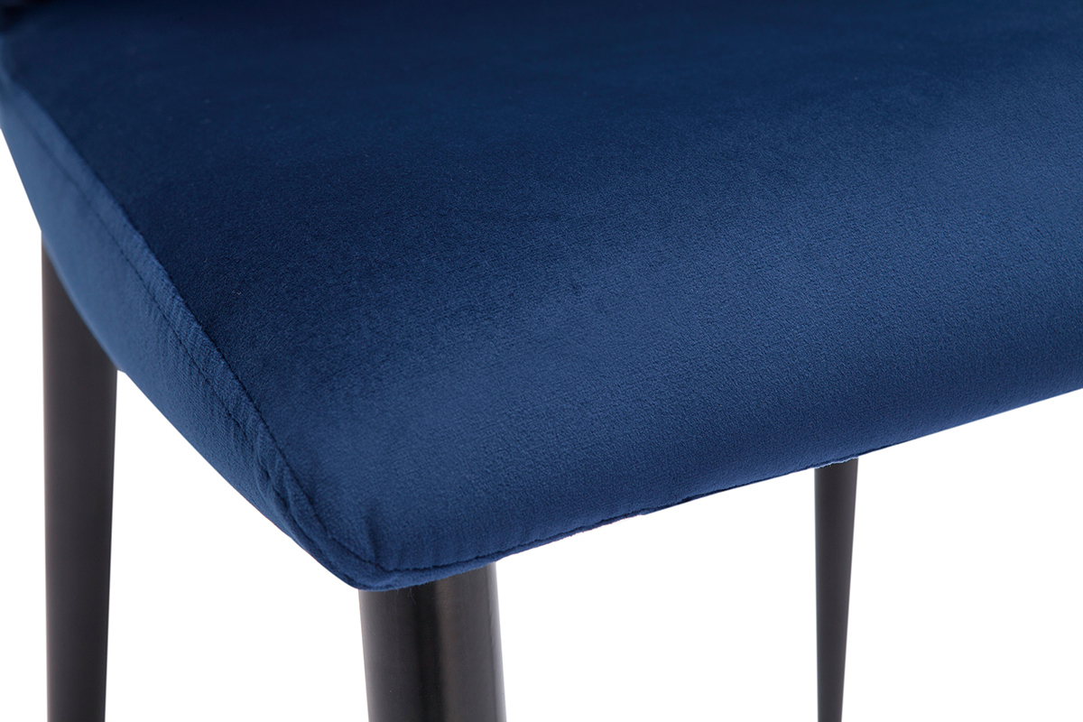 Chaises design en tissu velours bleu et mtal noir (lot de 2) KAYEL