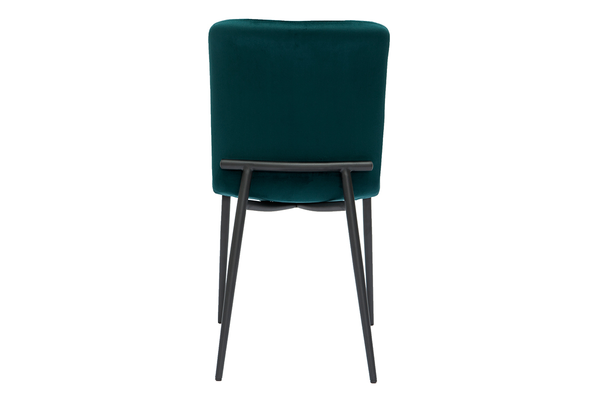 Chaises design en tissu velours bleu p�trole et m�tal noir (lot de 2) FOSTY
