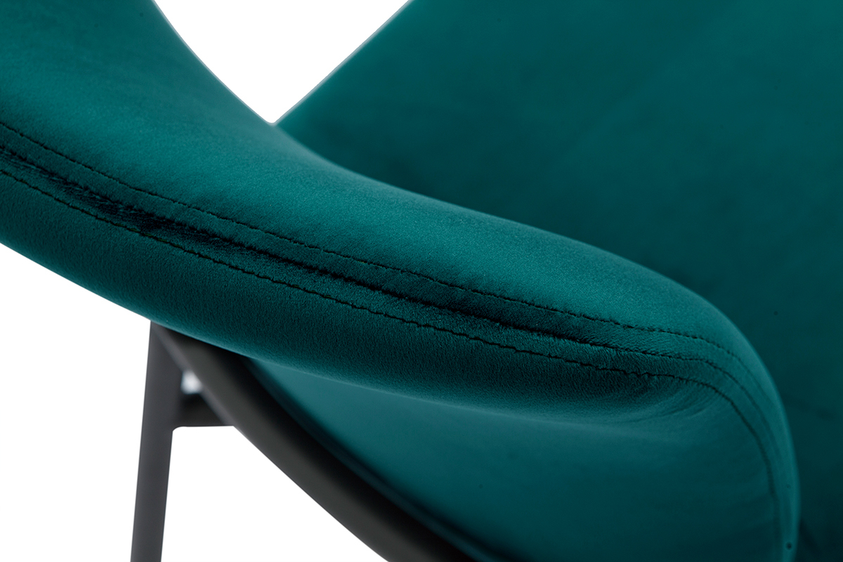 Chaises design en tissu velours bleu p�trole et m�tal noir (lot de 2) FOSTY