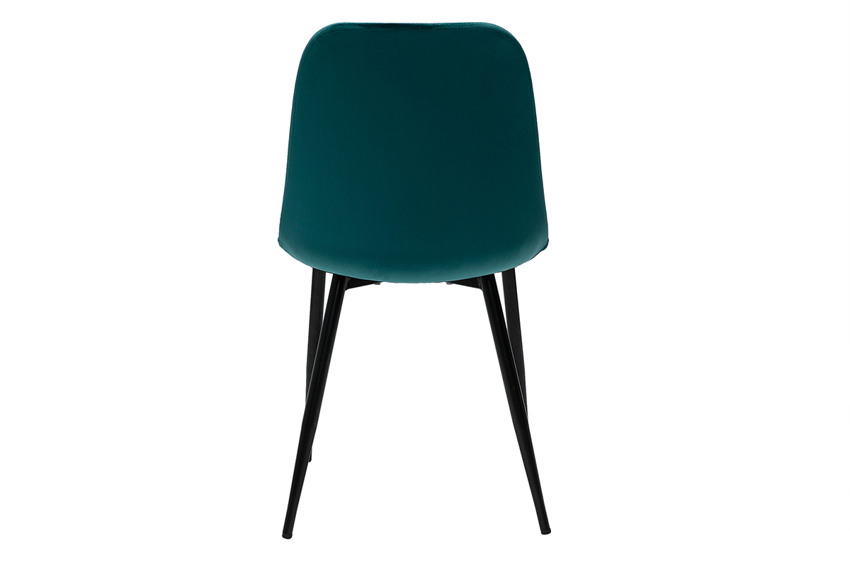 Chaises design en tissu velours bleu p�trole et m�tal noir (lot de 2) FUSE