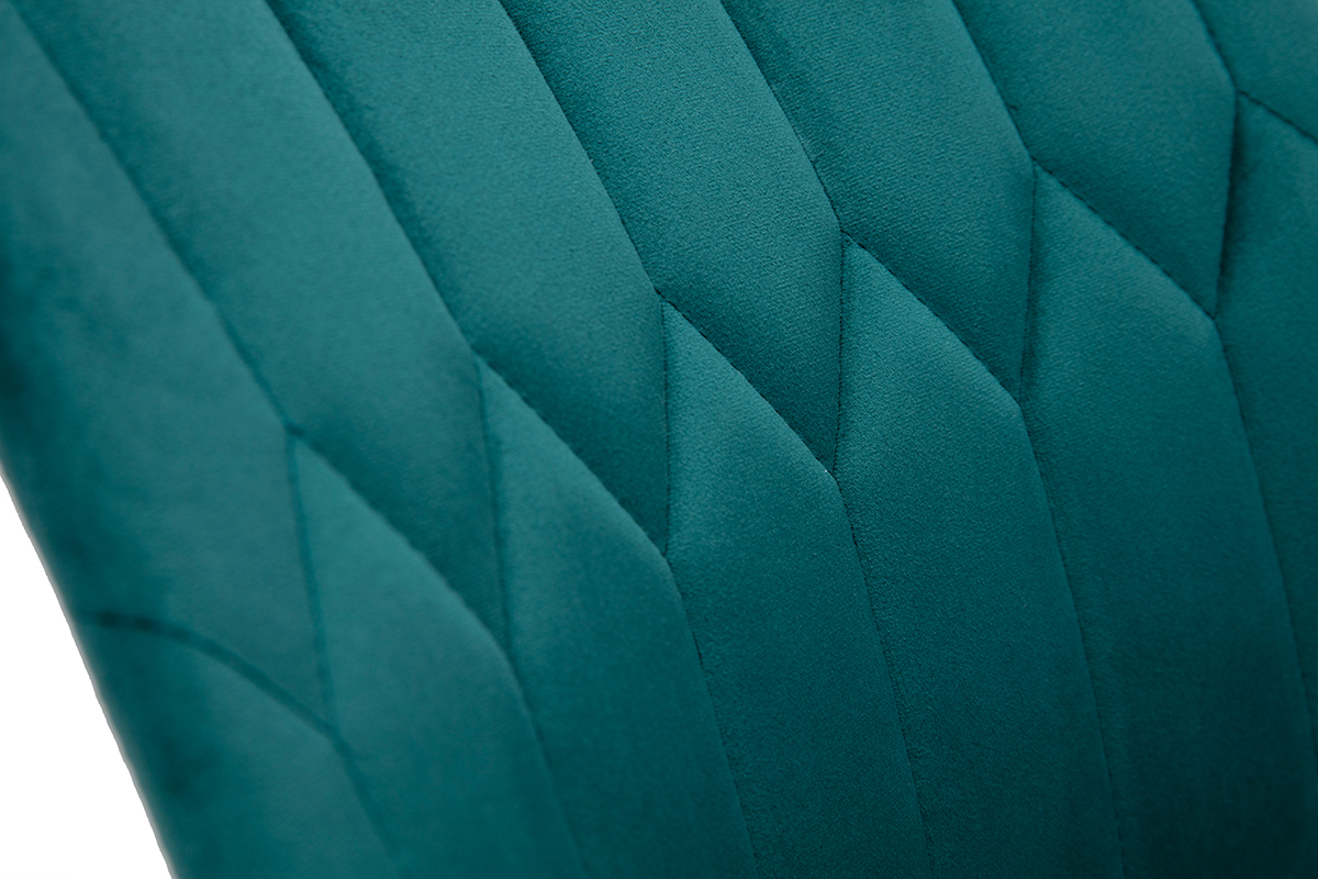 Chaises design en tissu velours bleu p�trole et m�tal noir (lot de 2) FUSE