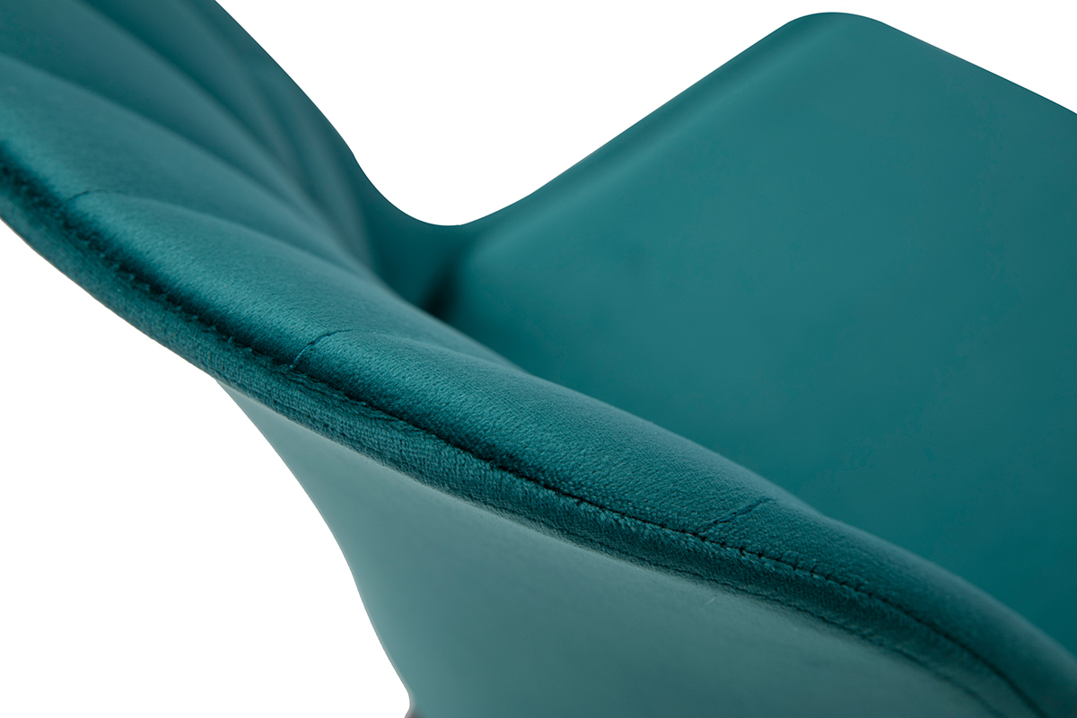 Chaises design en tissu velours bleu p�trole et m�tal noir (lot de 2) FUSE