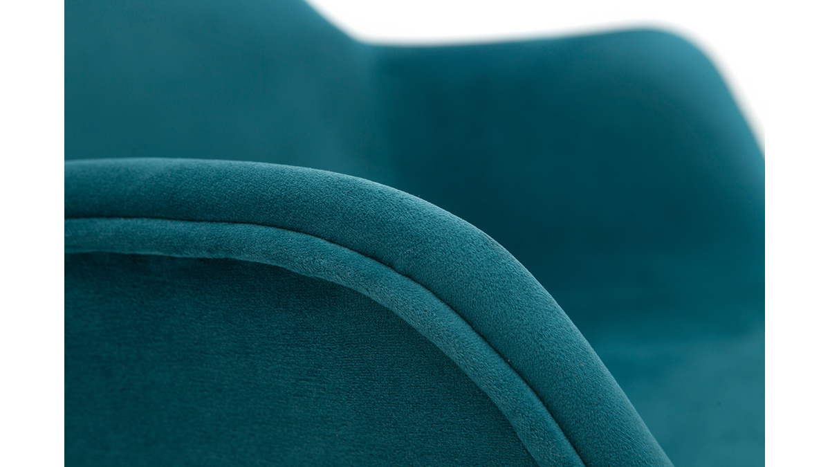 Chaises design en tissu velours bleu pétrole et métal noir (lot de 2) SAKE