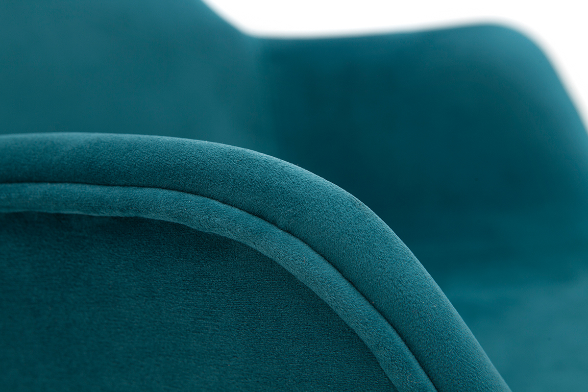 Chaises design en tissu velours bleu p�trole et m�tal noir (lot de 2) SAKE