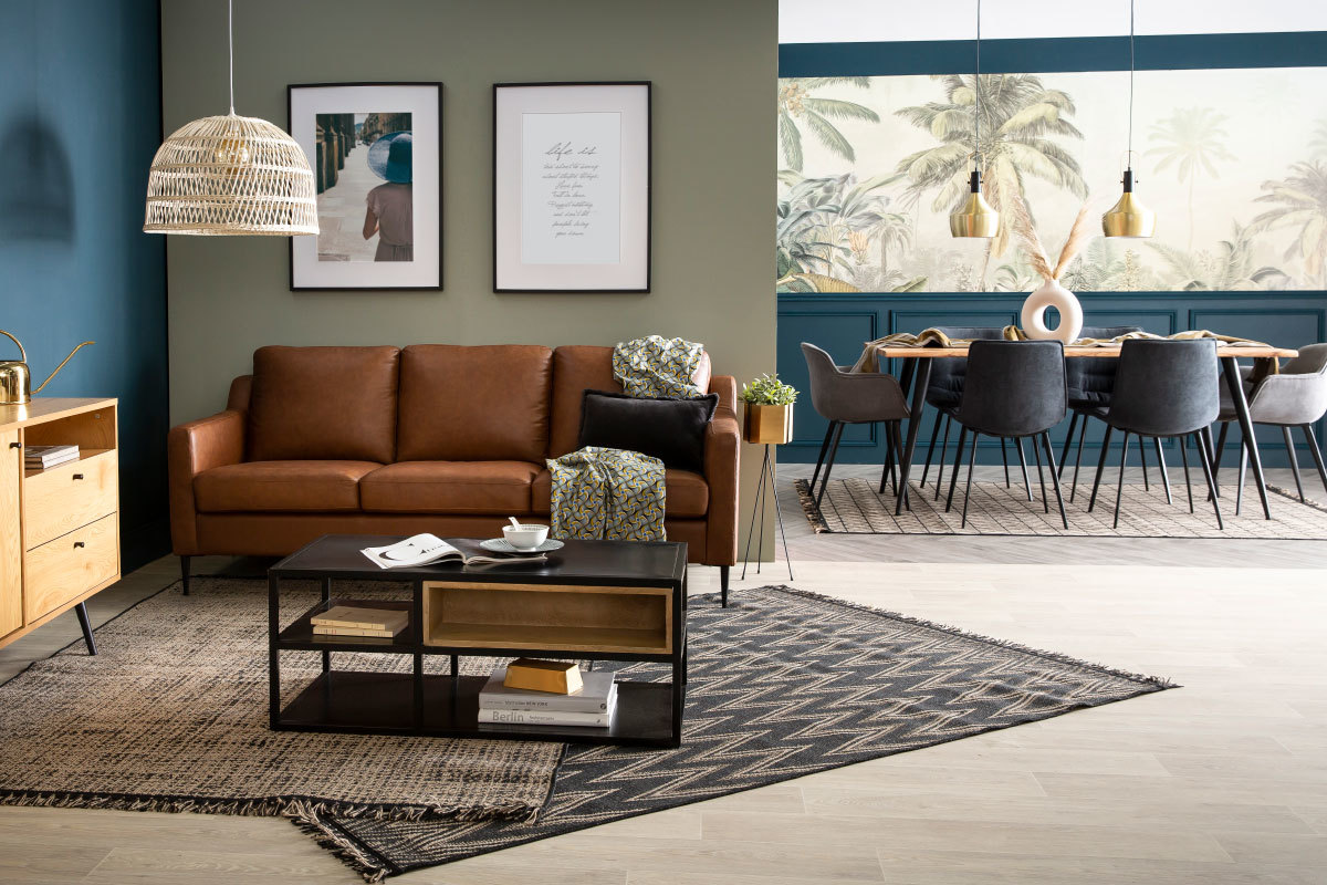 Chaises design en tissu velours bleu p�trole et m�tal noir (lot de 2) SAKE