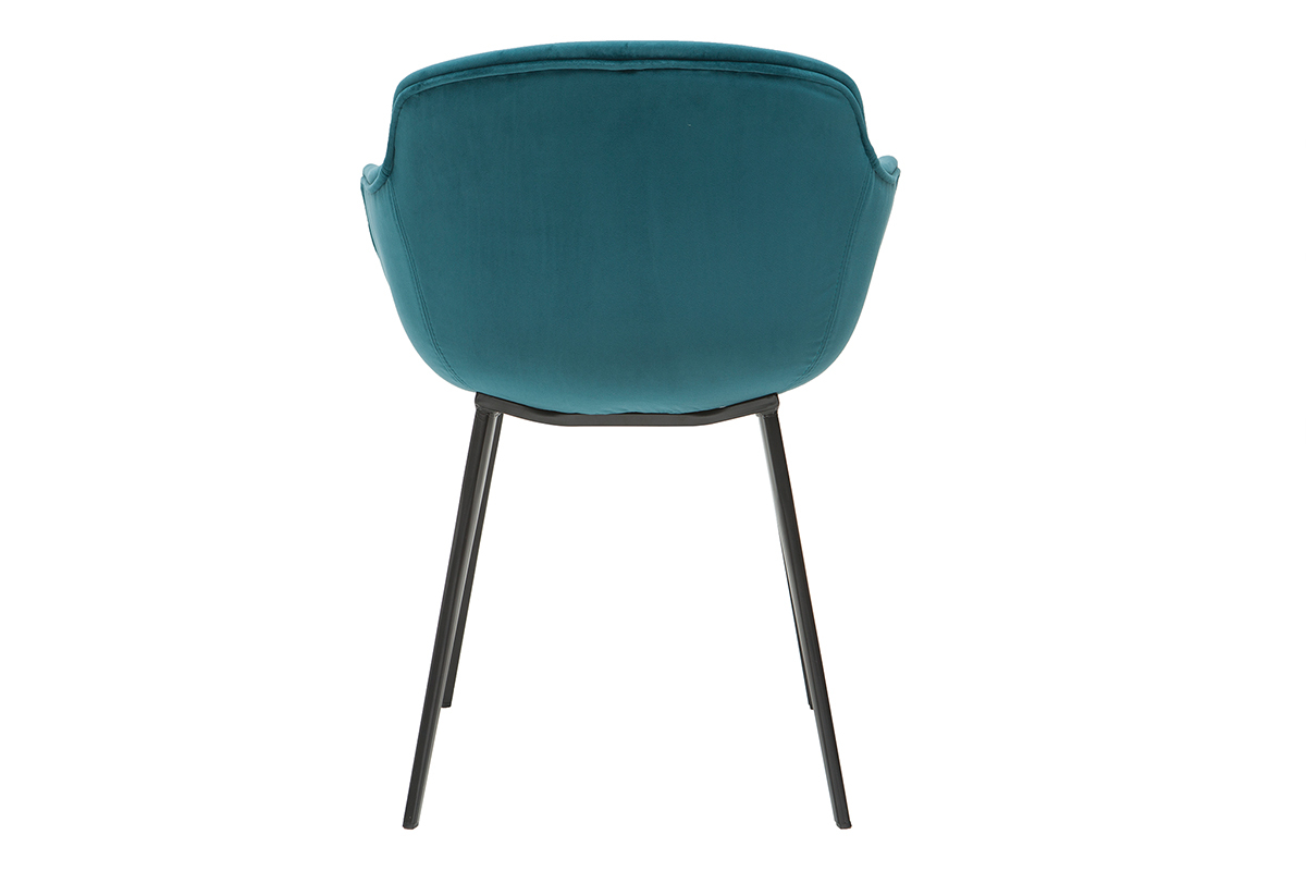 Chaises design en tissu velours bleu p�trole et m�tal noir (lot de 2) SAKE