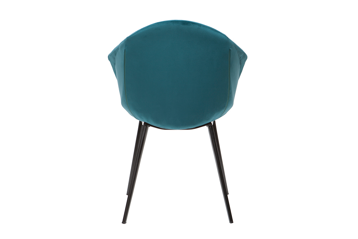 Chaises design en tissu velours bleu p�trole et m�tal noir (lot de 2) TAYA