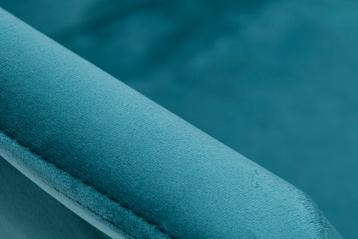 Chaises design en tissu velours bleu p�trole et m�tal noir (lot de 2) TAYA