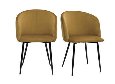 Chaises design en tissu velours bronze et métal noir (lot de 2) VANITY