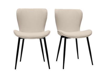 Chaises design en tissu velours côtelé beige et métal noir (lot de 2) ADDICT