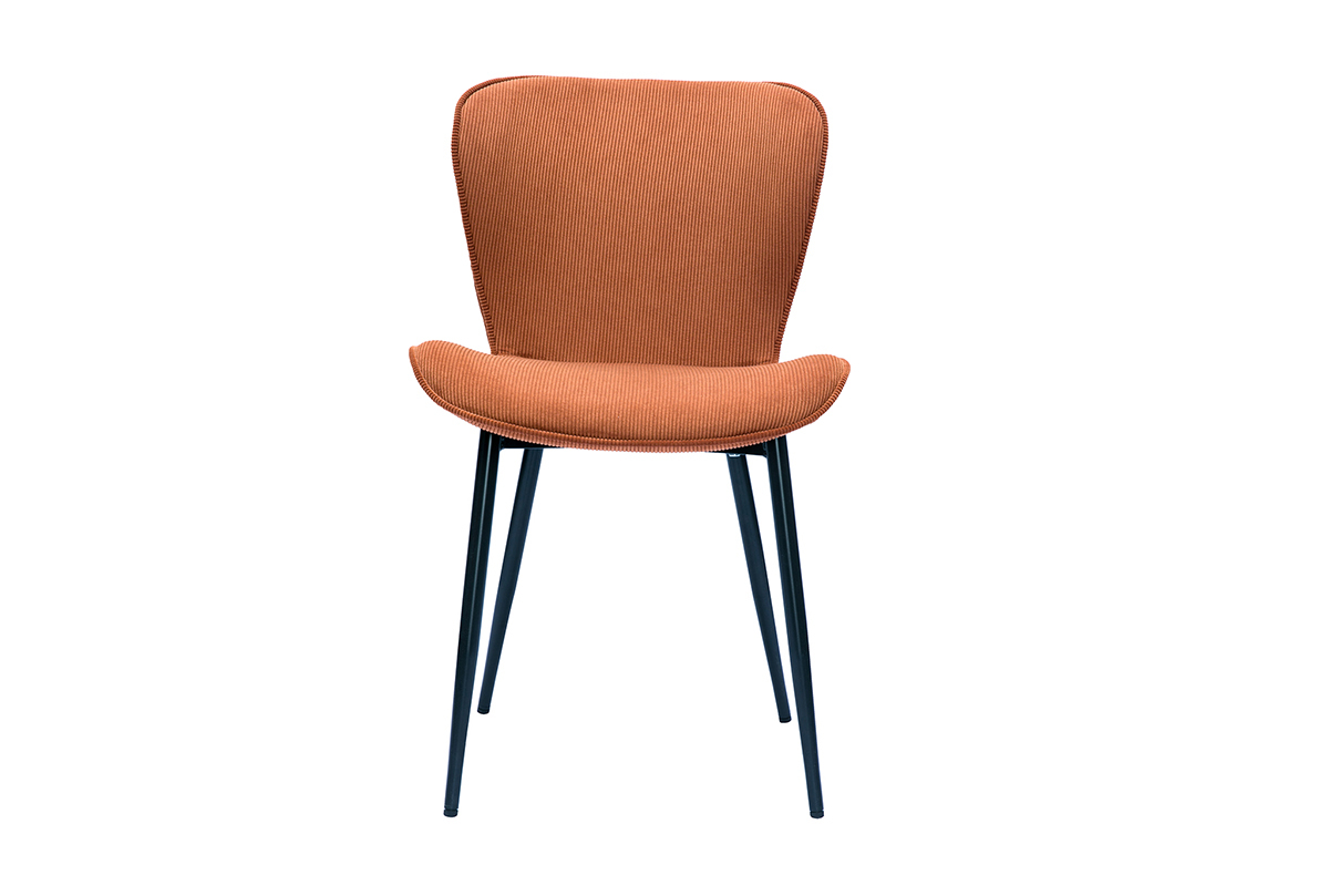 Chaises design en tissu velours ctel terre brle et mtal noir (lot de 2) ADDICT