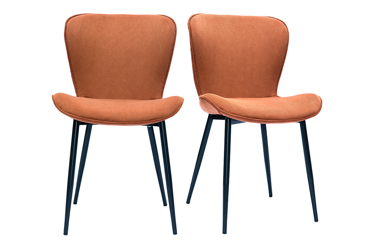 Chaises design en tissu velours ctel terre brle et mtal noir (lot de 2) ADDICT