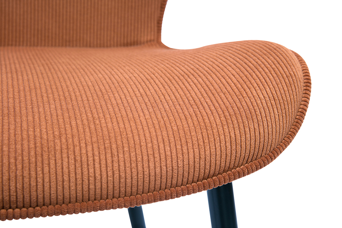 Chaises design en tissu velours ctel terre brle et mtal noir (lot de 2) ADDICT