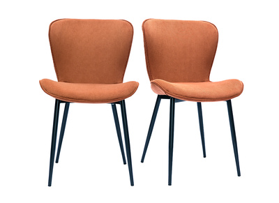 Chaises design en tissu velours côtelé terre brûlée et métal noir (lot de 2) ADDICT