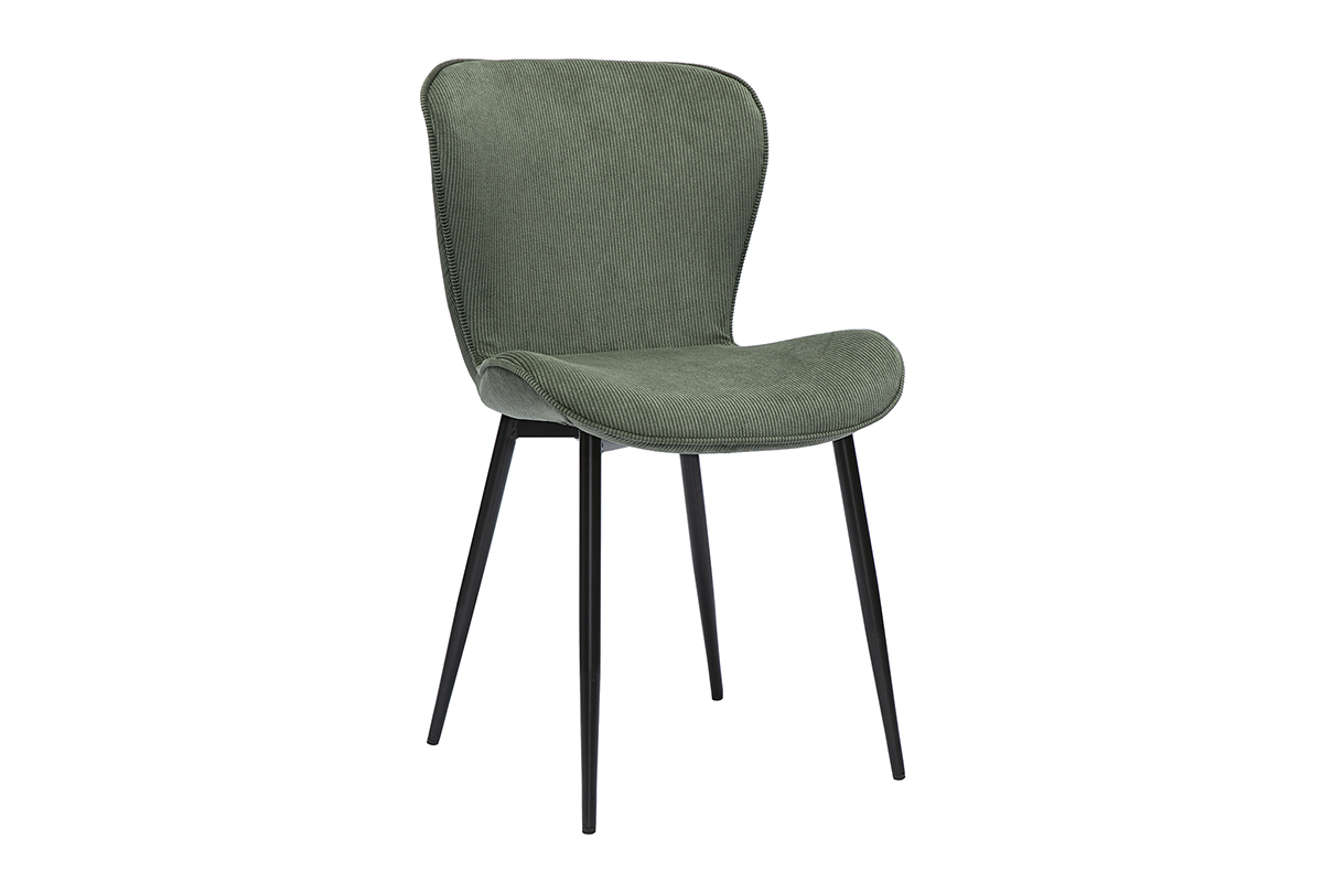 Chaises design en tissu velours ctel vert kaki et mtal noir (lot de 2) ADDICT