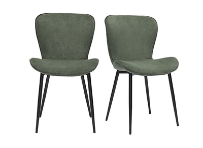 Chaises design en tissu velours côtelé vert kaki et métal noir (lot de 2) ADDICT