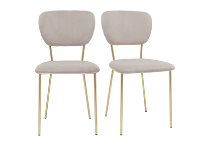 Chaises design en tissu velours gaufré taupe et métal doré (lot de 2) LEPIDUS