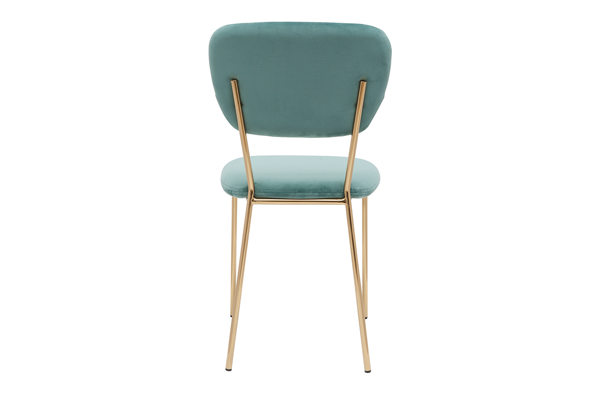 Chaises design en tissu velours gaufr� vert c�ladon et m�tal dor� (lot de 2) LEPIDUS