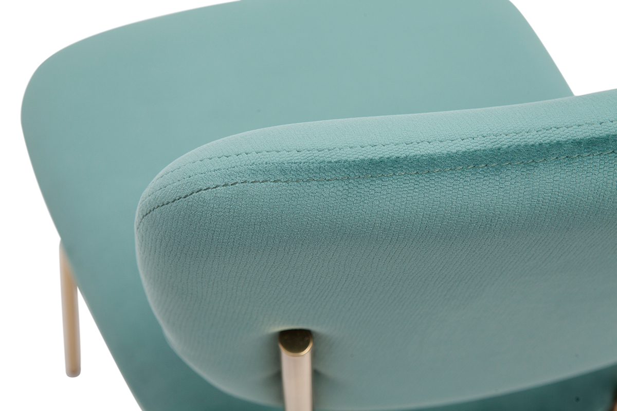 Chaises design en tissu velours gaufr� vert c�ladon et m�tal dor� (lot de 2) LEPIDUS