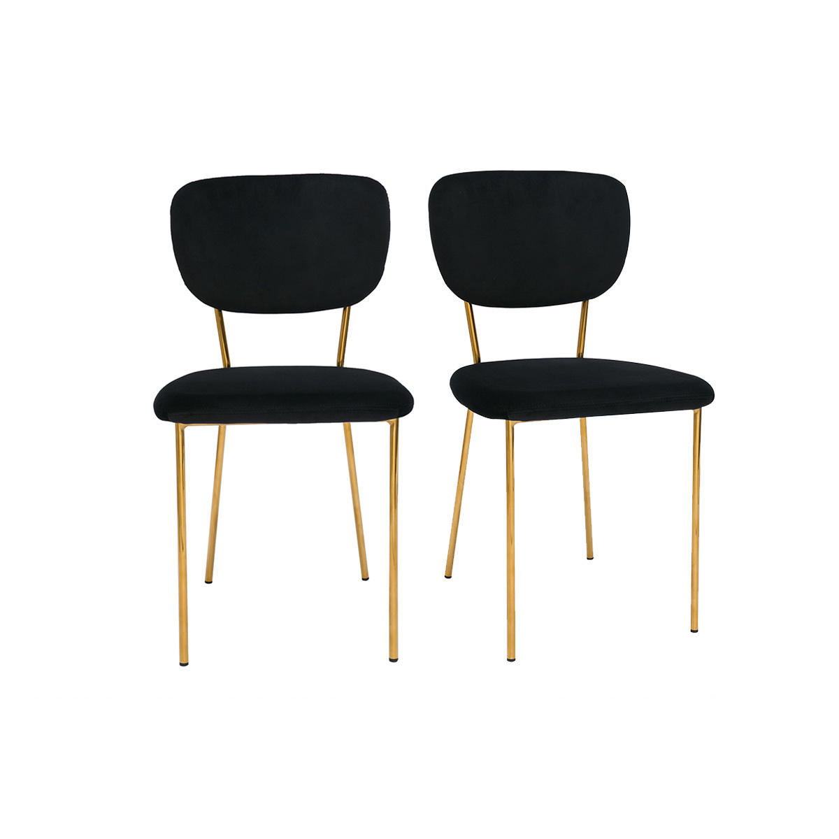 Chaises design en tissu velours noir et métal doré (lot de 2) LEPIDUS