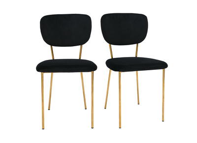 Chaises design en tissu velours noir et métal doré (lot de 2) LEPIDUS