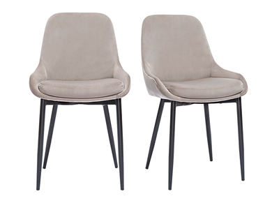 Chaises design en tissu velours taupe et métal noir (lot de 2) HOLO