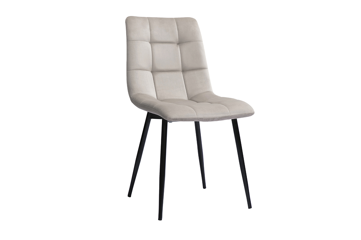 Chaises design en tissu velours taupe et m�tal noir (lot de 2) MAXWELL