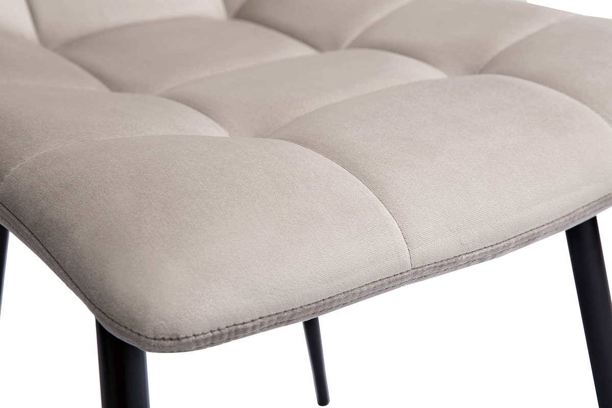 Chaises design en tissu velours taupe et m�tal noir (lot de 2) MAXWELL