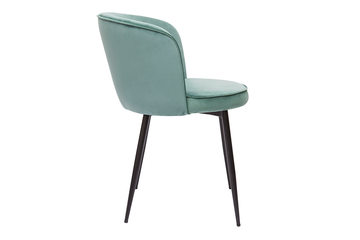 Chaises design en tissu velours vert cladon et mtal noir (lot de 2) SERIF