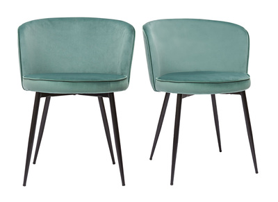 Chaises design en tissu velours vert céladon et métal noir (lot de 2) SERIF