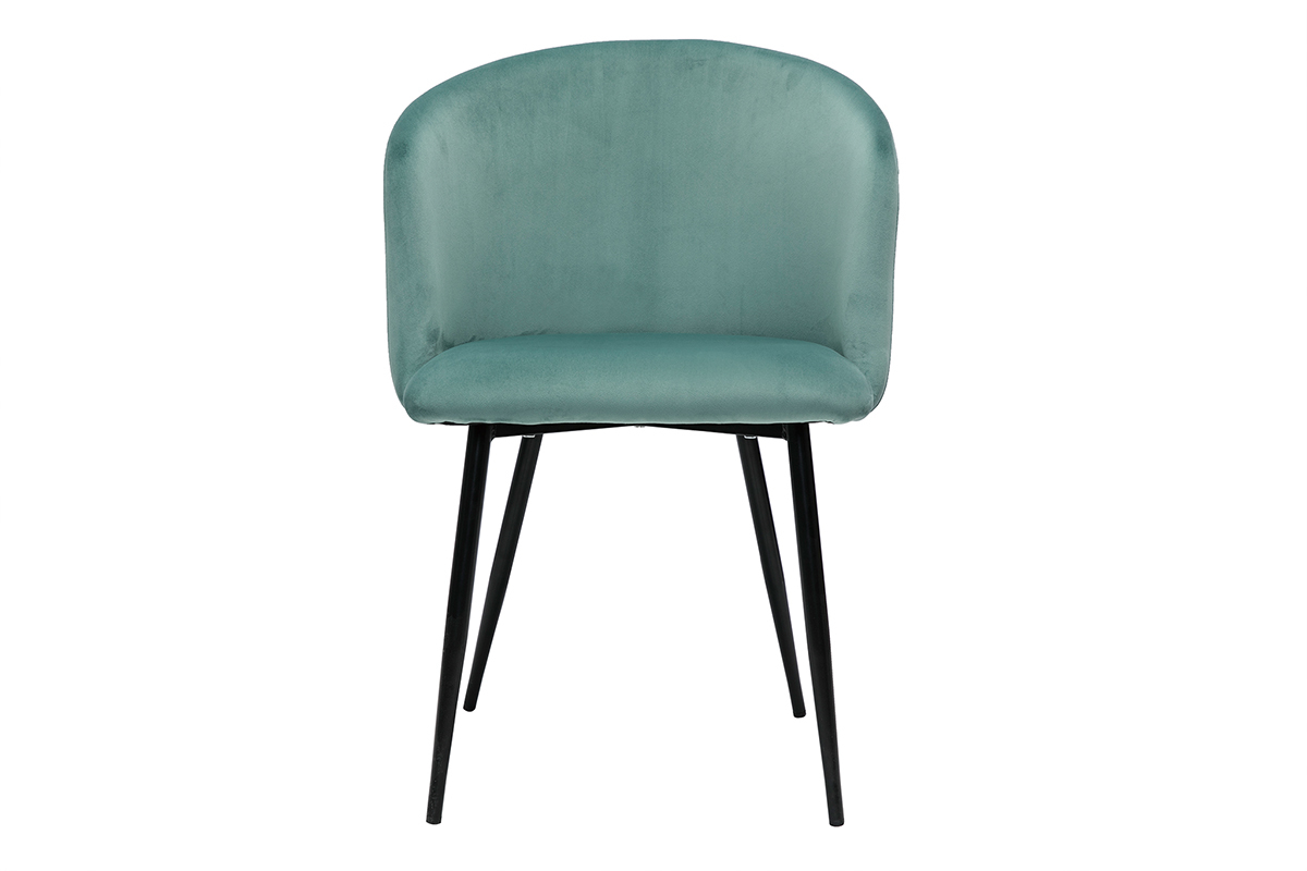 Chaises design en tissu velours vert c�ladon et m�tal noir (lot de 2) VANITY