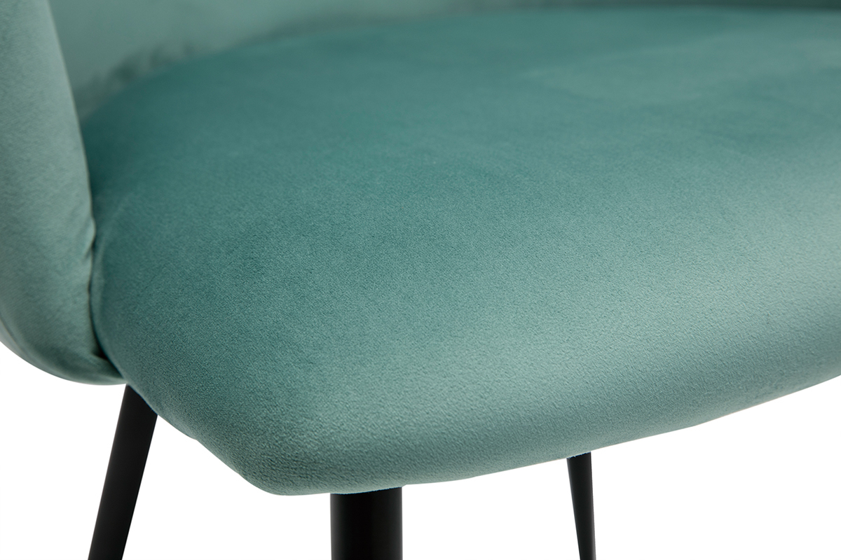 Chaises design en tissu velours vert c�ladon et m�tal noir (lot de 2) VANITY