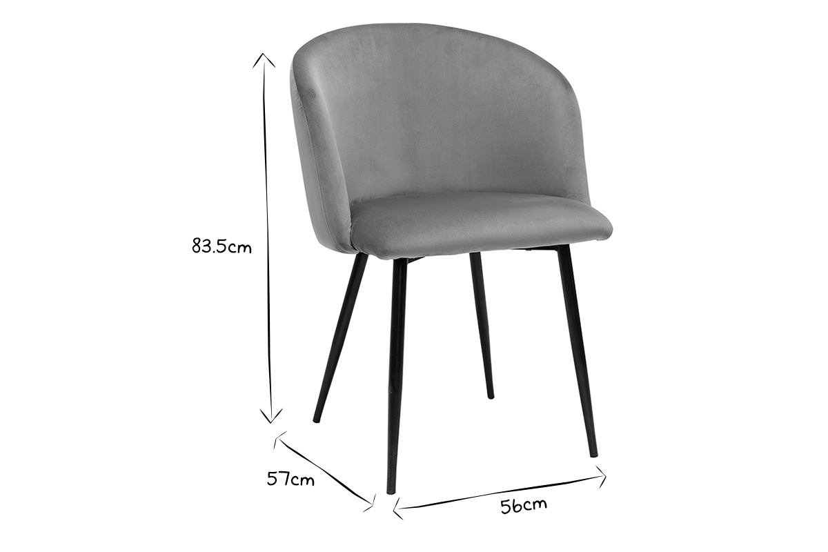 Chaises design en tissu velours vert c�ladon et m�tal noir (lot de 2) VANITY