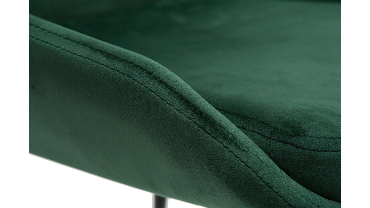 Chaises design en tissu velours vert fonc et mtal noir (lot de 2) HOLO