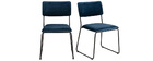 Chaises design en velours bleu nuit et m&eacute;tal (lot de 2) FLORE