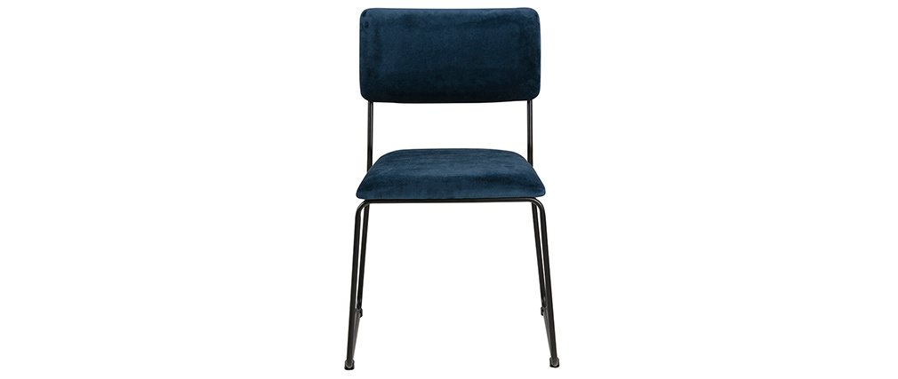 Chaises design en velours bleu nuit et m�tal (lot de 2) FLORE