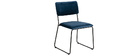 Chaises design en velours bleu nuit et m&eacute;tal (lot de 2) FLORE