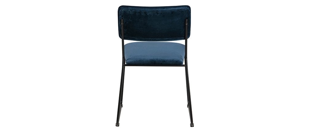 Chaises design en velours bleu nuit et m�tal (lot de 2) FLORE