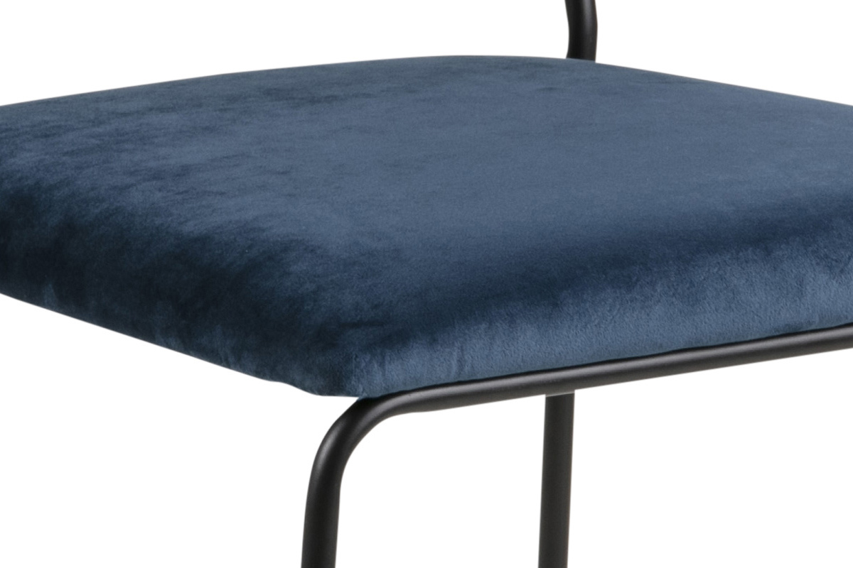 Chaises design en velours bleu nuit et m�tal (lot de 2) FLORE