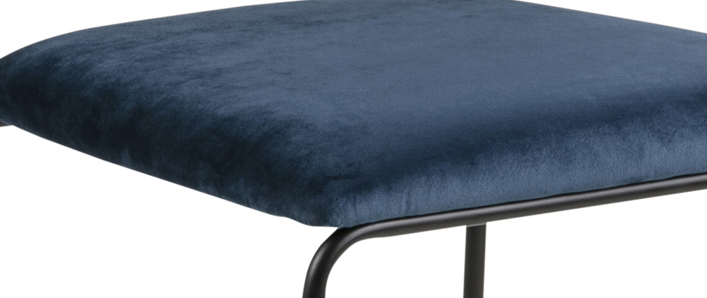 Chaises design en velours bleu nuit et m�tal (lot de 2) FLORE