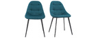 Chaises design en velours bleu pétrole et métal (lot de 2) COX