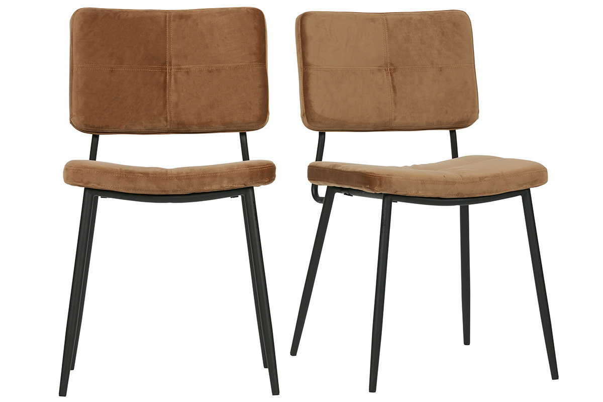 Chaises design en velours camel (lot de 2) GAB