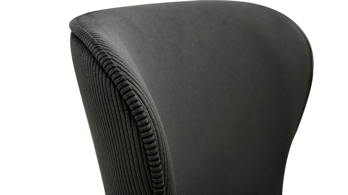 Chaises design en velours côtelé gris foncé et métal noir (lot de 2) ADDICT