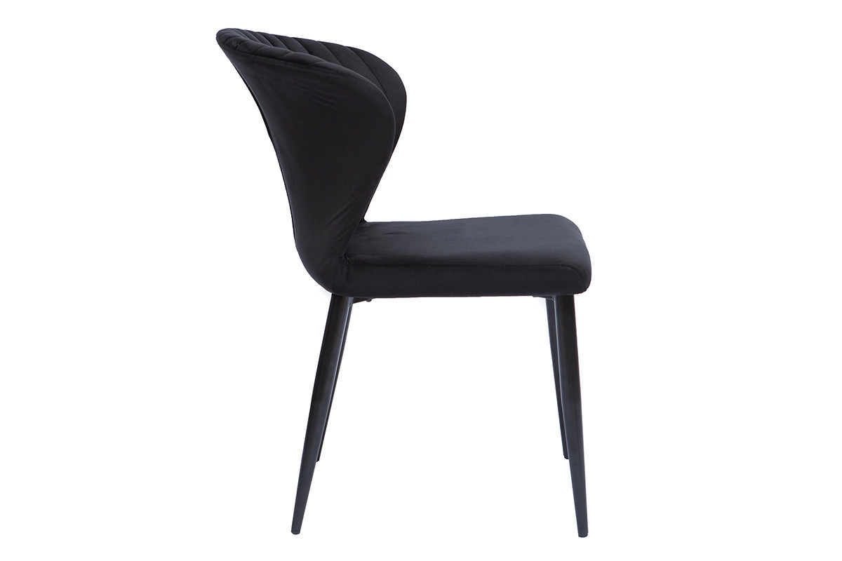 Chaises design en velours noir (lot de 2) KAYEL